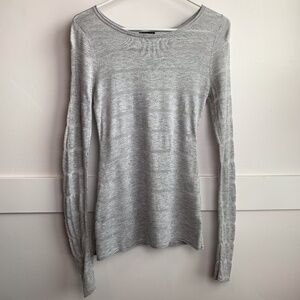 Express Gray & Transparent Striped Long Sleeve Shirt